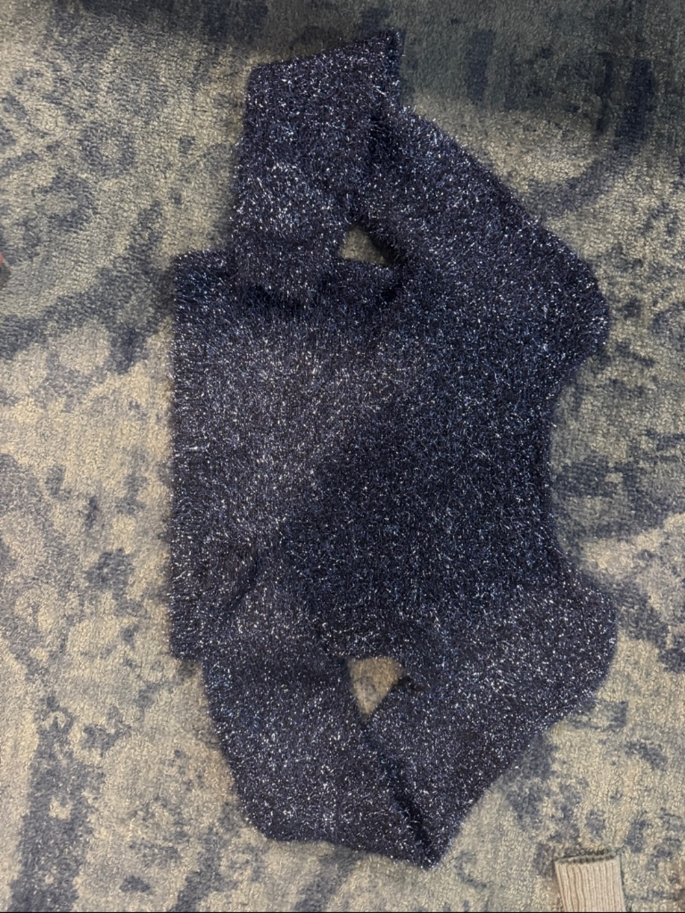 Anthropologie Black Sparkle Fuzzy Crewneck Sweater